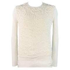 JIL SANDER Pullover a girocollo in cotone testurizzato bianco taglia L