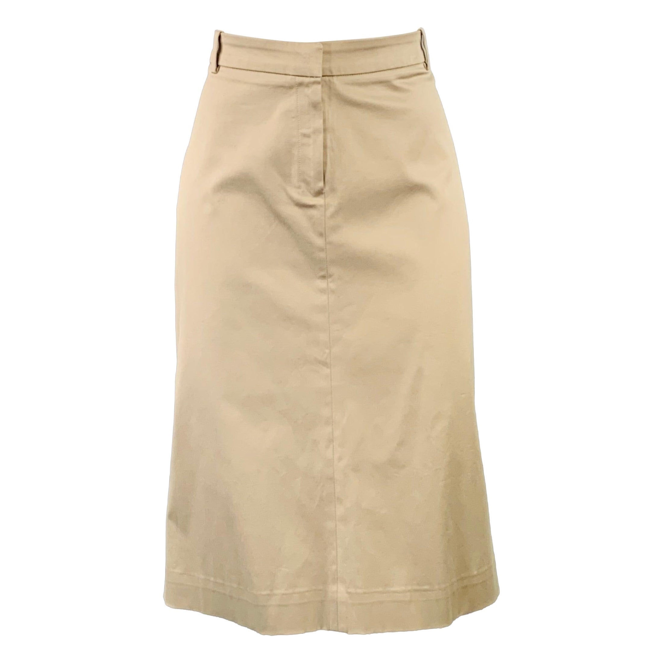JIL SANDER Size M Beige Khaki Cotton Blend Midi Pencil Skirt