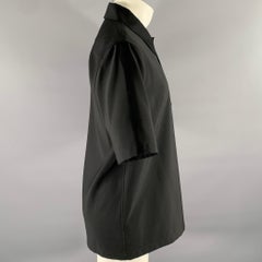 JIL SANDER Size M Black Wool Popover Short-Sleeve Shirt