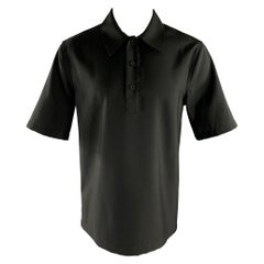 JIL SANDER Size M Black Wool Popover Short-Sleeve Shirt