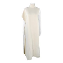 JIL SANDER Size M Cream Wool Asymmetrical Vest