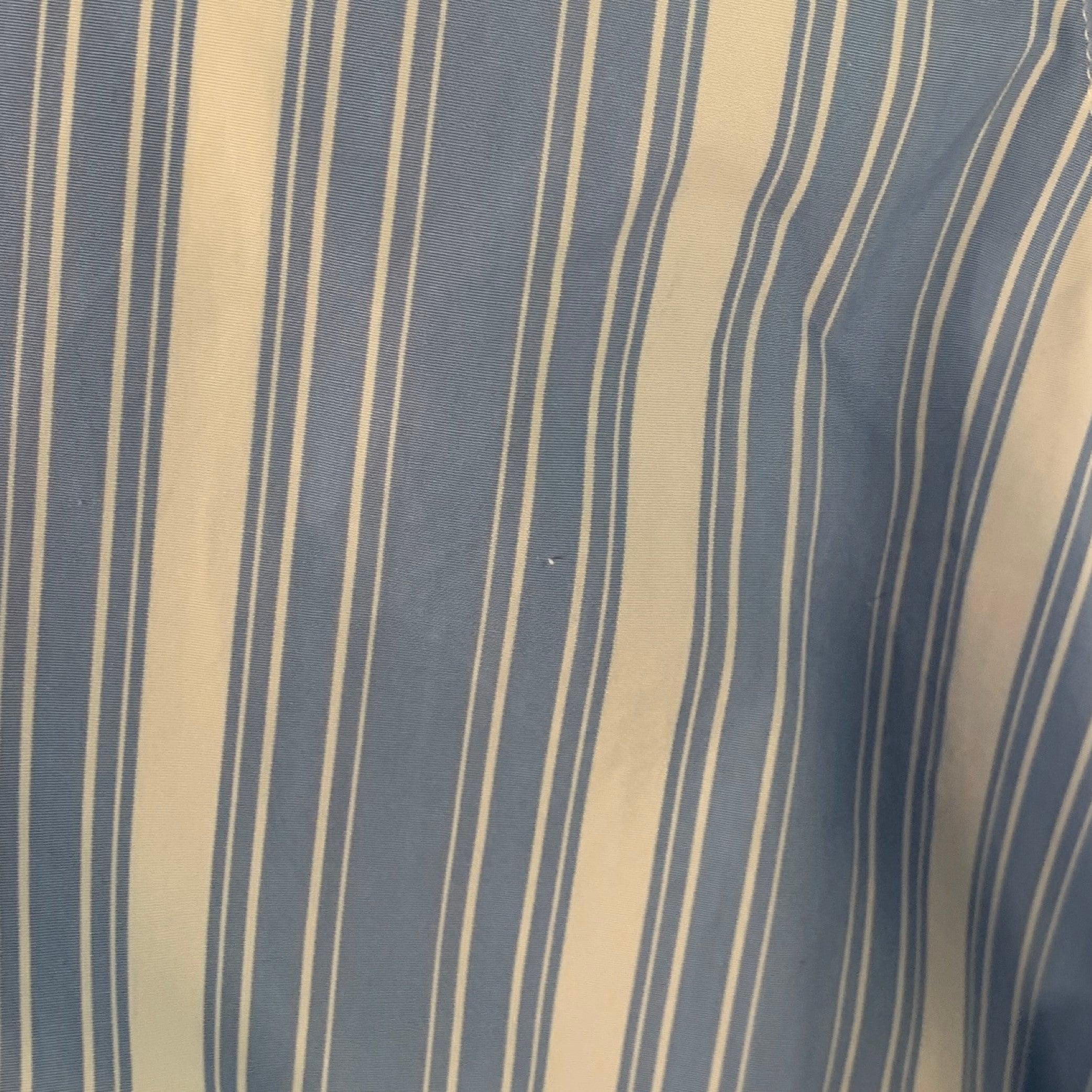 JIL SANDER Größe M Giusy Blau Weiß Gestreift Baumwolle Kragenlos Langarmhemd im Angebot 1