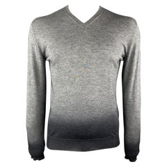 JIL SANDER Size M Gray Ombre Silk / Cashmere V-Neck Pullover Sweater