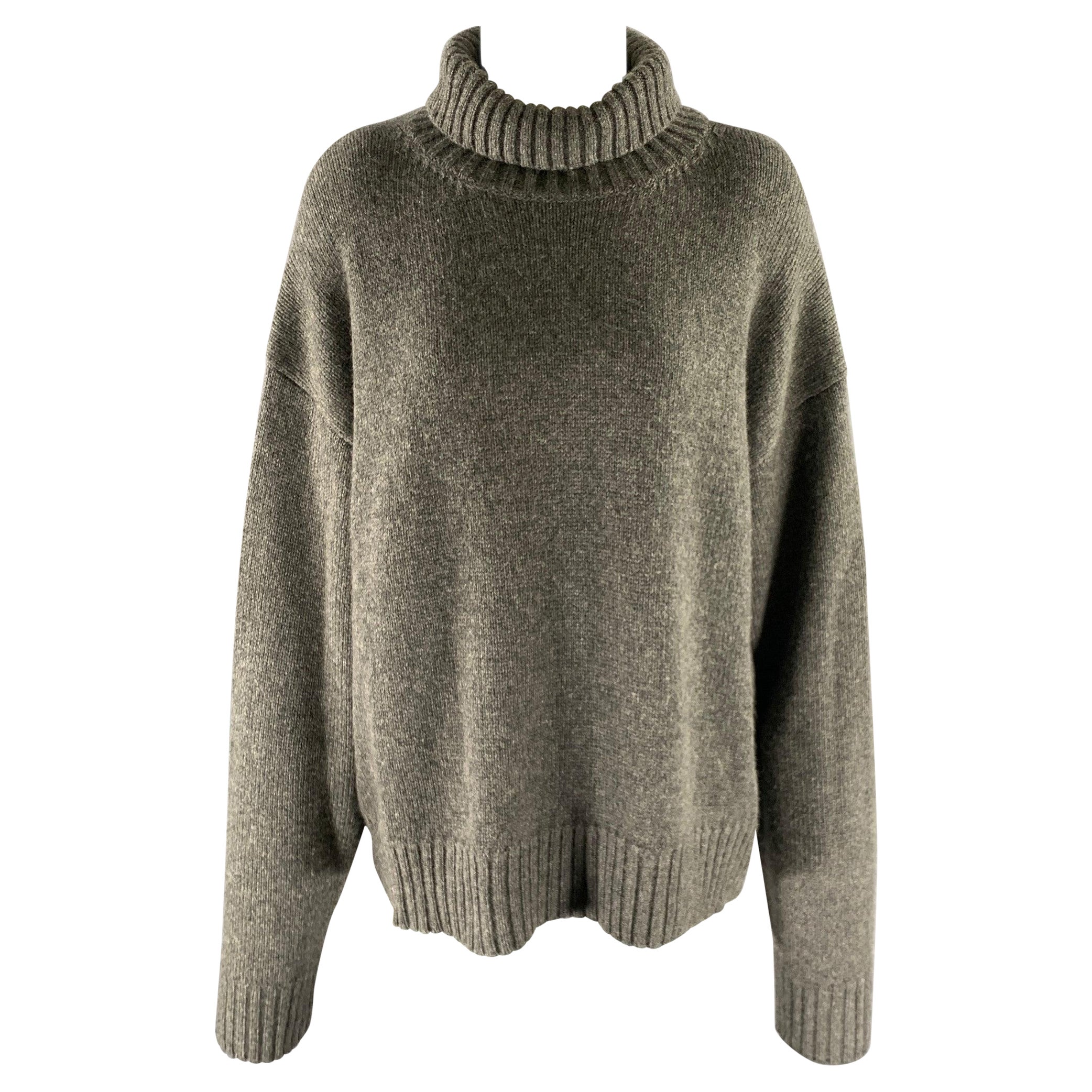 Pre-owned Jil Sander Size M Grey Cashmere Blend Turtleneck Sweater In Gray