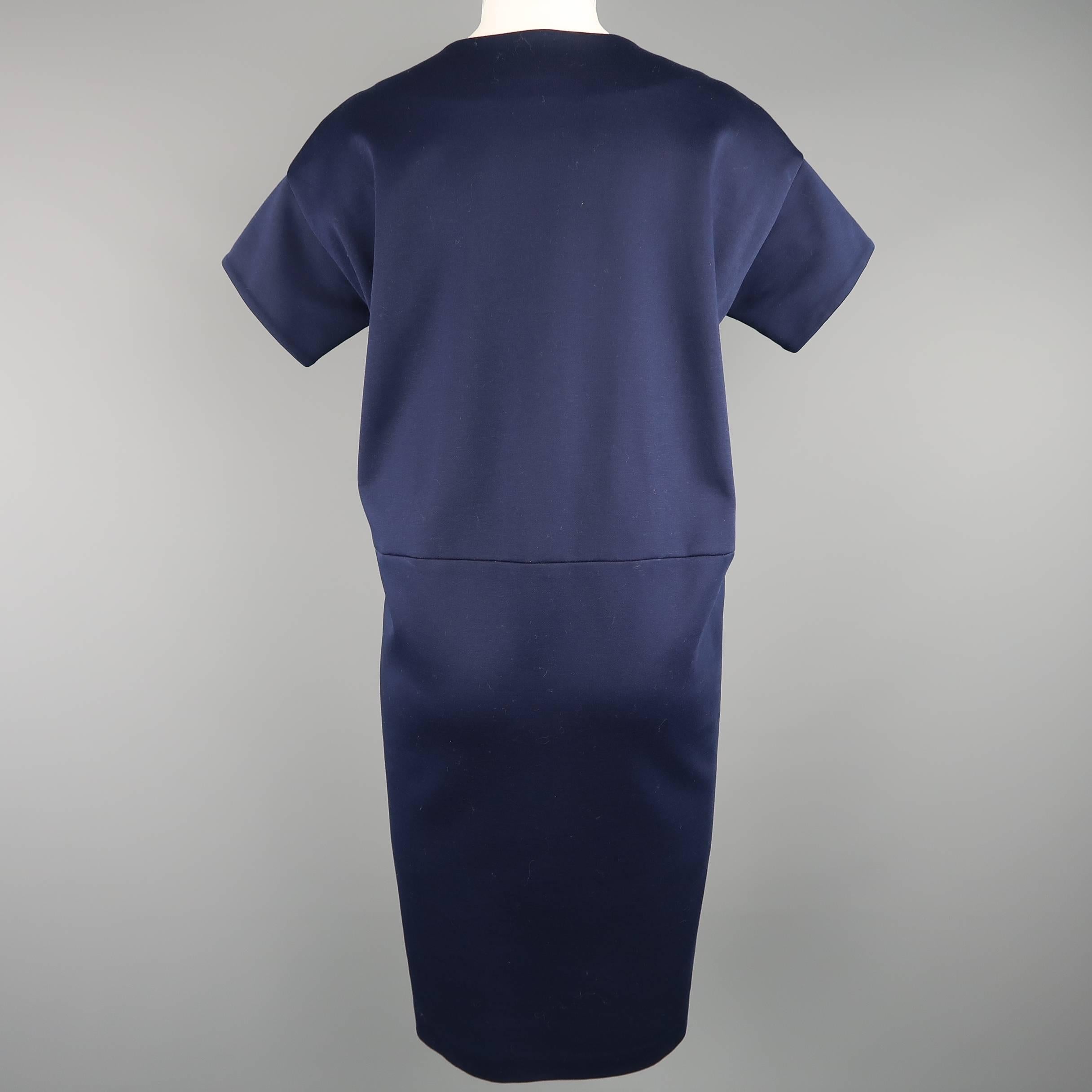 navy shift dress with sleeves