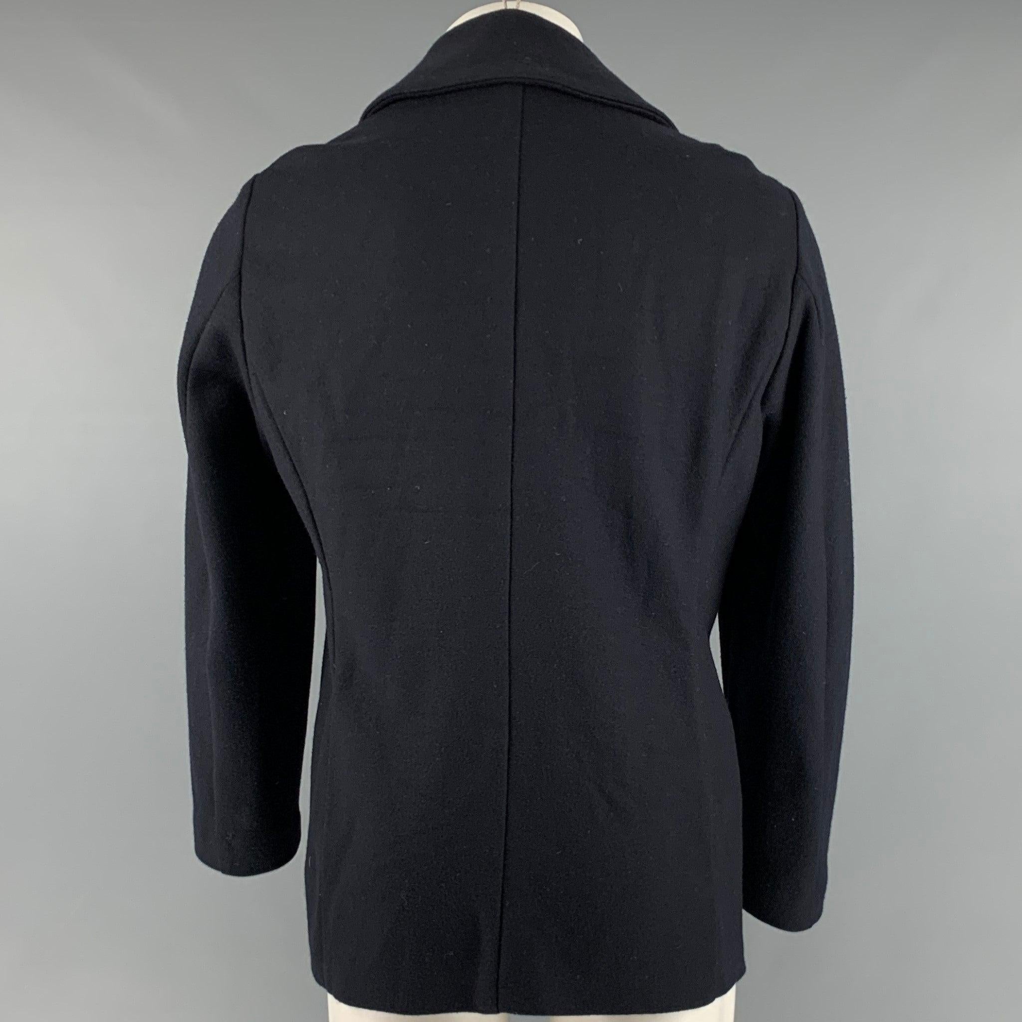 Black JIL SANDER Size M Navy Wool Peacoat For Sale