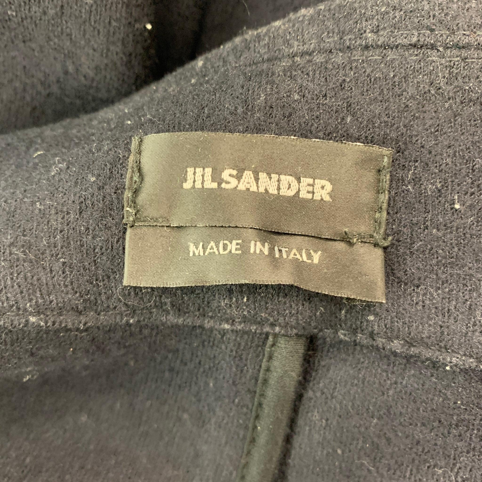 Men's JIL SANDER Size M Navy Wool Peacoat For Sale