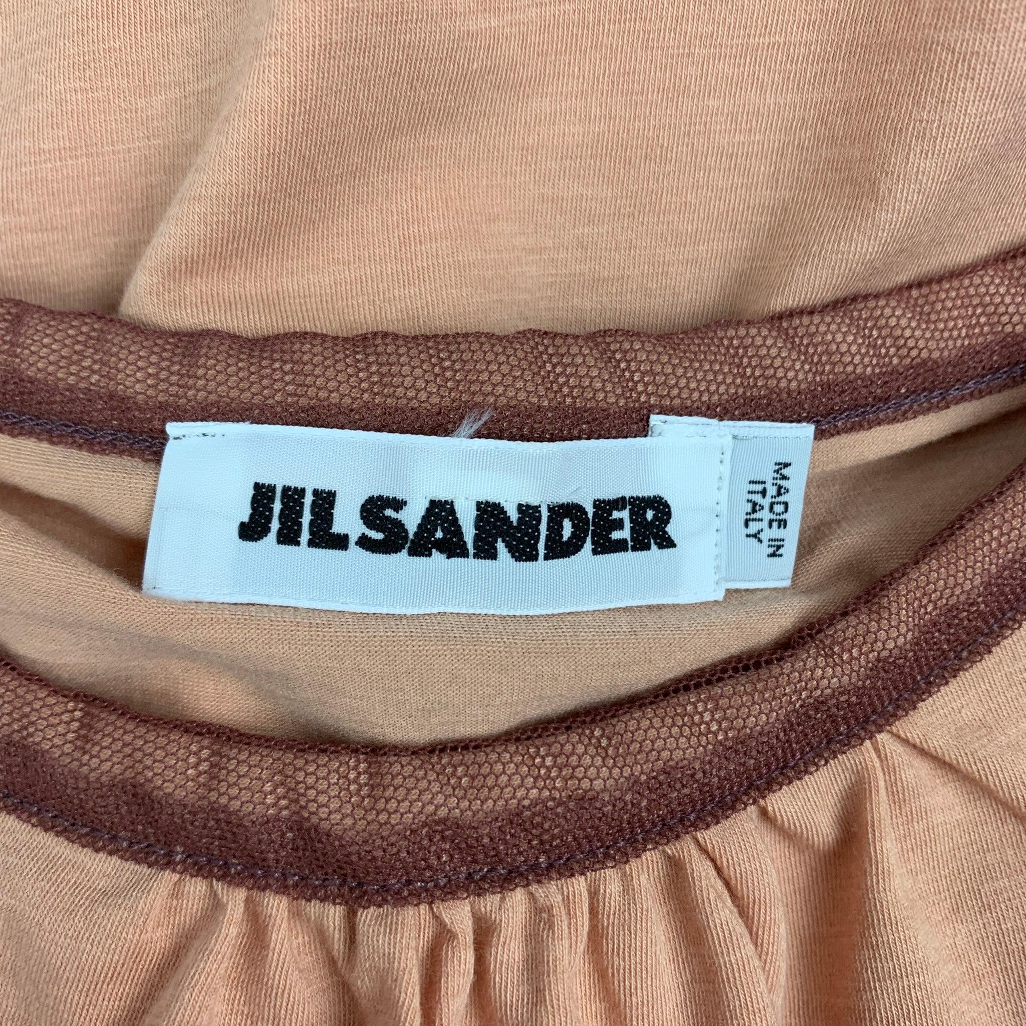 JIL SANDER - Débardeur en coton orange avec bordure contrastée, taille M en vente 1