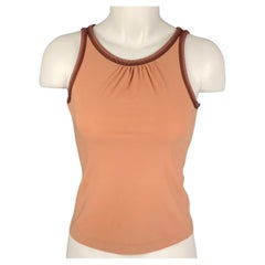 JIL SANDER Size M Orange Cotton Contrast Trim Tank Top