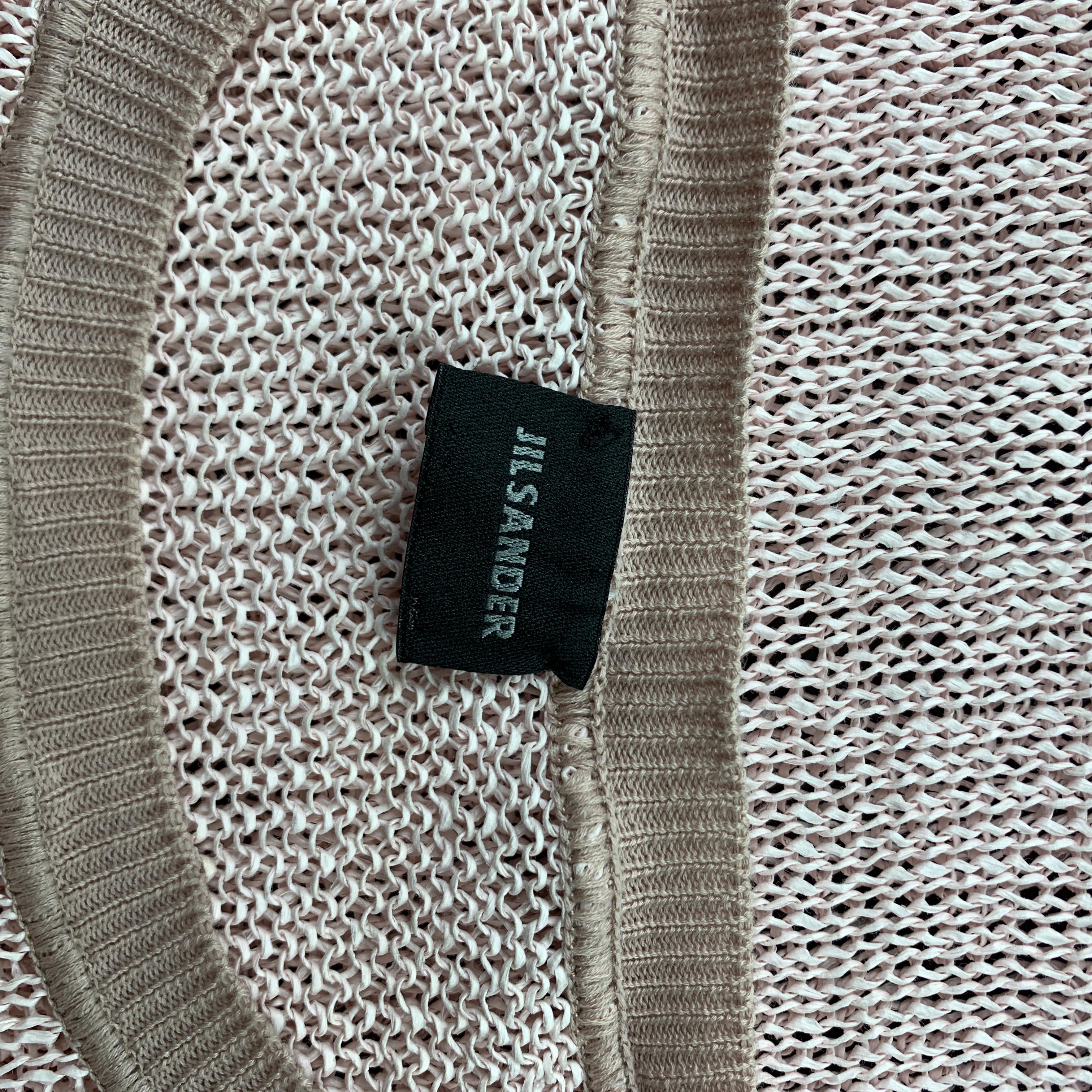 JIL SANDER Size M Pink Mesh Paper Crew-Neck Pullover In Good Condition In San Francisco, CA