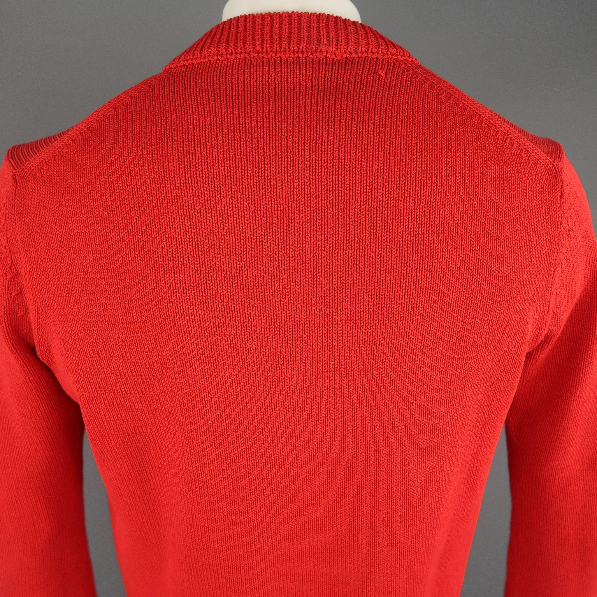 JIL SANDER Size M Red Knitted Cotton Pullover Sweater 1
