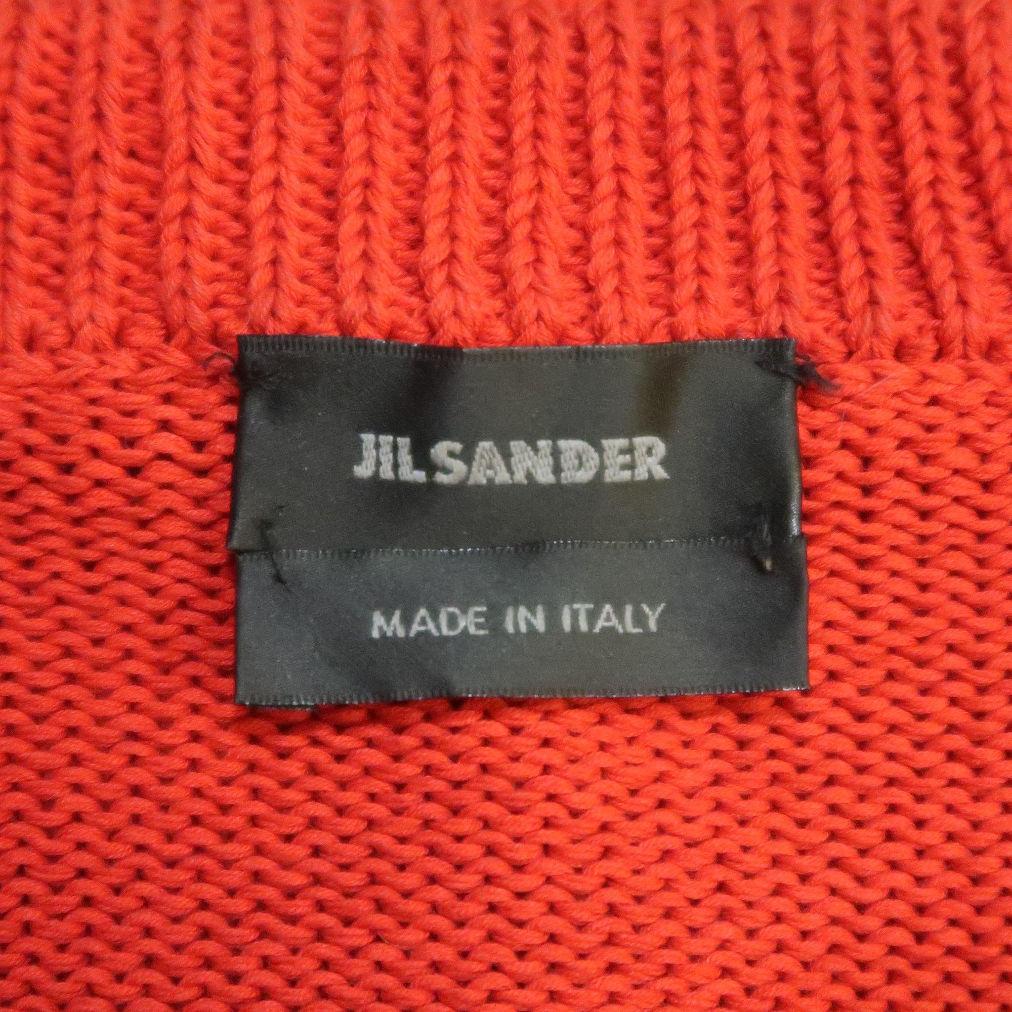 JIL SANDER Size M Red Knitted Cotton Pullover Sweater 4
