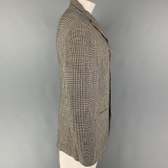 JIL SANDER Size M White Black Glenplaid Cashmere Blend Buttoned Coat