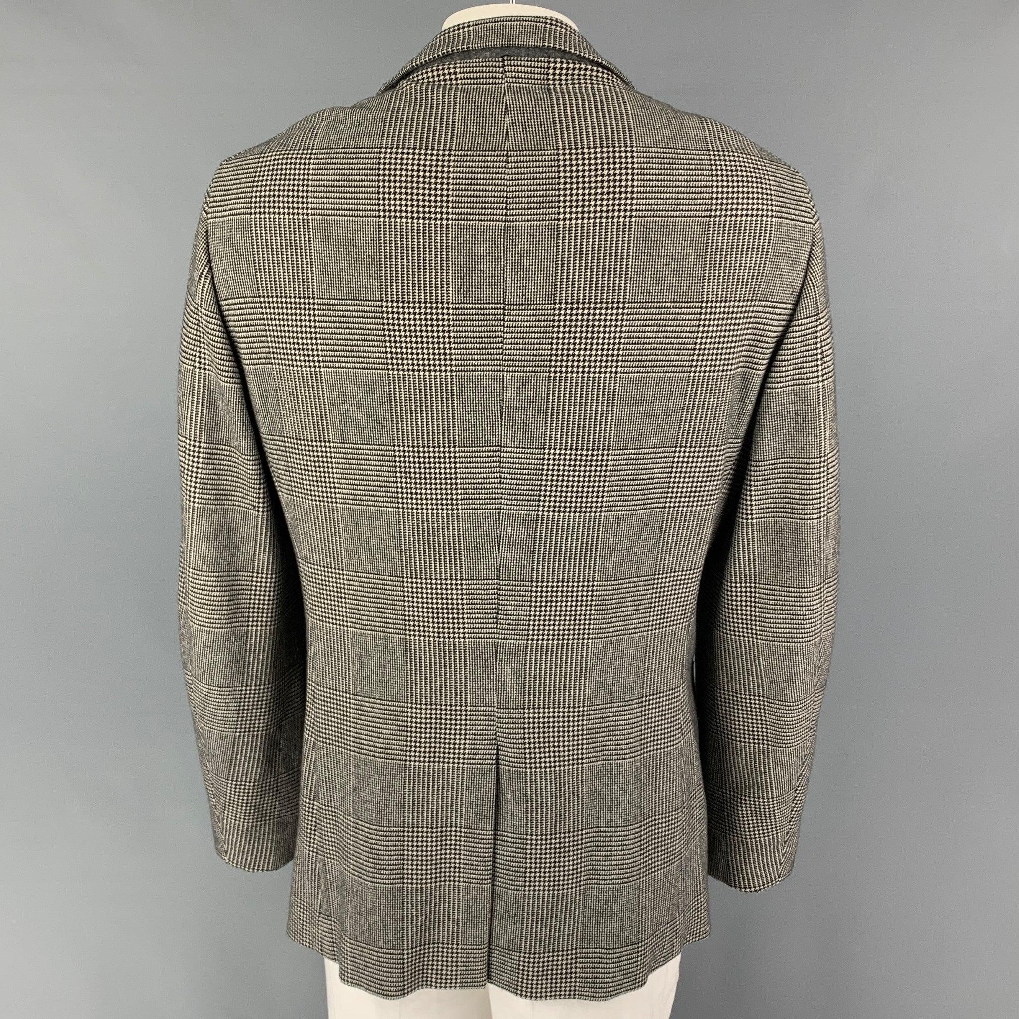 Gray JIL SANDER Size M White Black Glenplaid Cashmere Blend Buttoned Coat