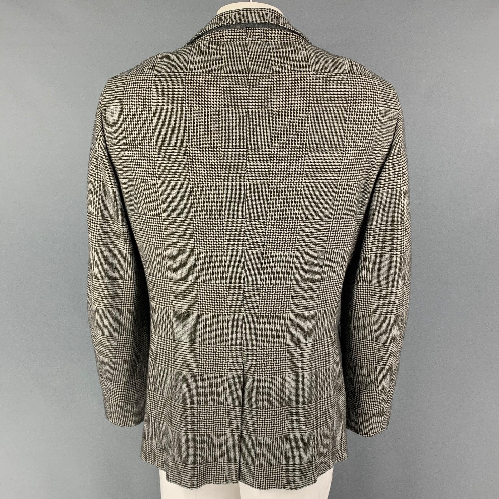 JIL SANDER Size M White Black Glenplaid Cashmere Blend Buttoned Coat In Good Condition For Sale In San Francisco, CA