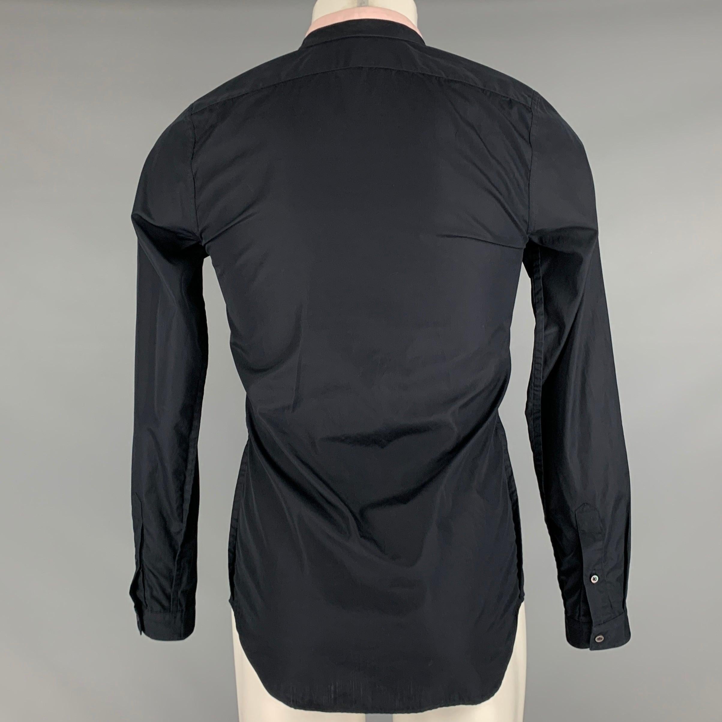 JIL SANDER Taille S Chemise à manches longues boutonnée en coton noir et rose Bon état - En vente à San Francisco, CA
