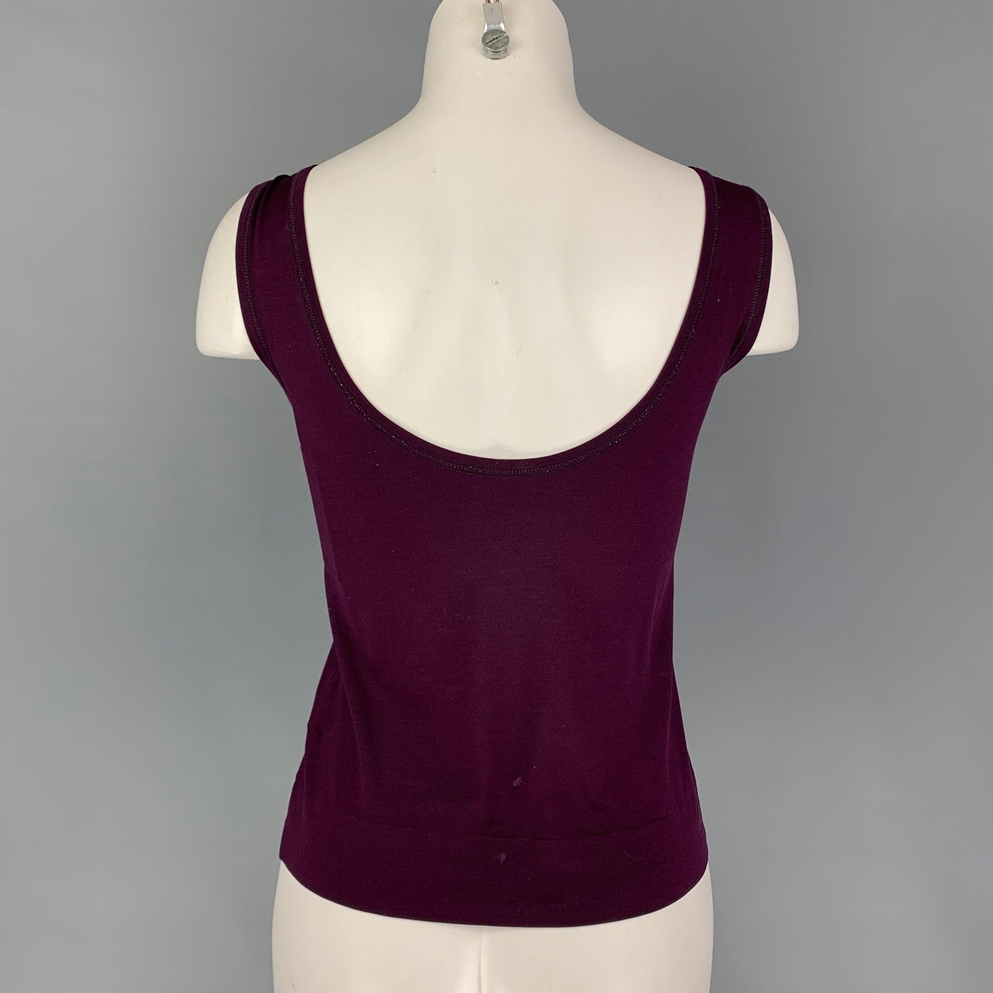 JIL SANDER Size S Eggplant Silk Tank Top In Good Condition For Sale In San Francisco, CA