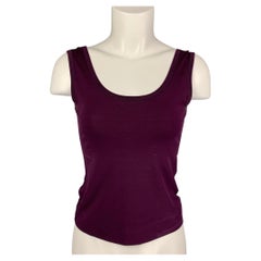 JIL SANDER Size S Eggplant Silk Tank Top