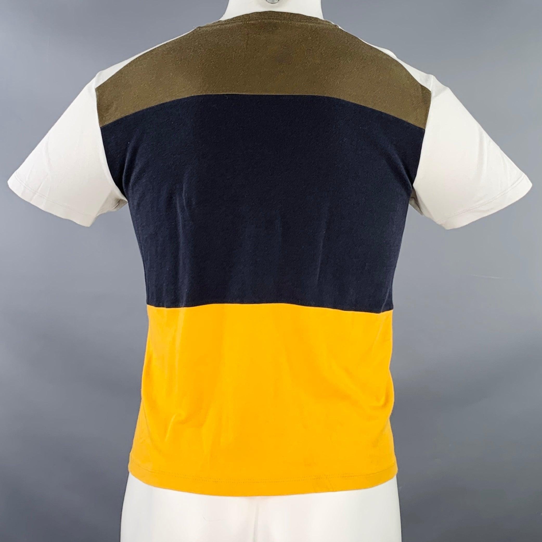 Gray JIL SANDER Size S Grey Multi-Color Color Block Jersey Crew-Neck T-shirt For Sale