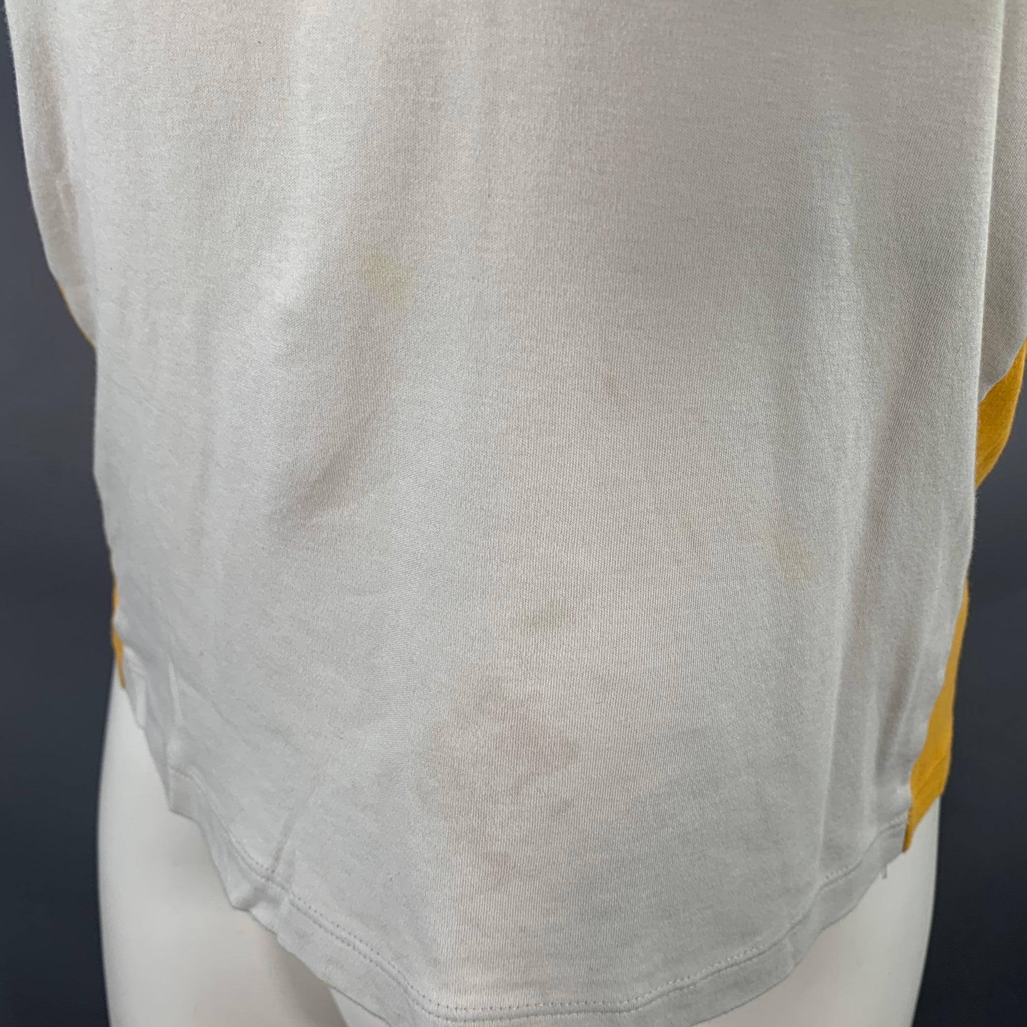 JIL SANDER Size S Grey Multi-Color Color Block Jersey Crew-Neck T-shirt In Good Condition For Sale In San Francisco, CA