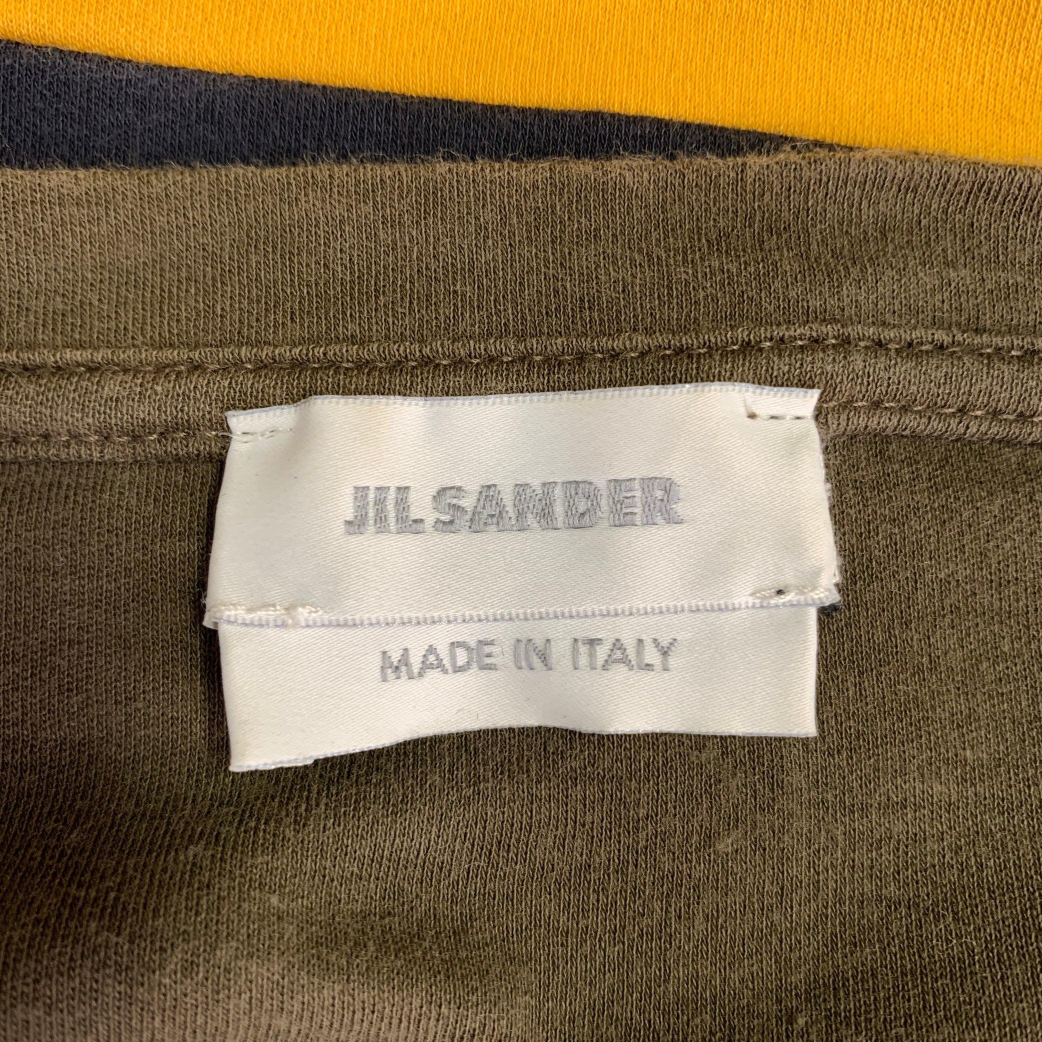 JIL SANDER Size S Grey Multi-Color Color Block Jersey Crew-Neck T-shirt For Sale 1