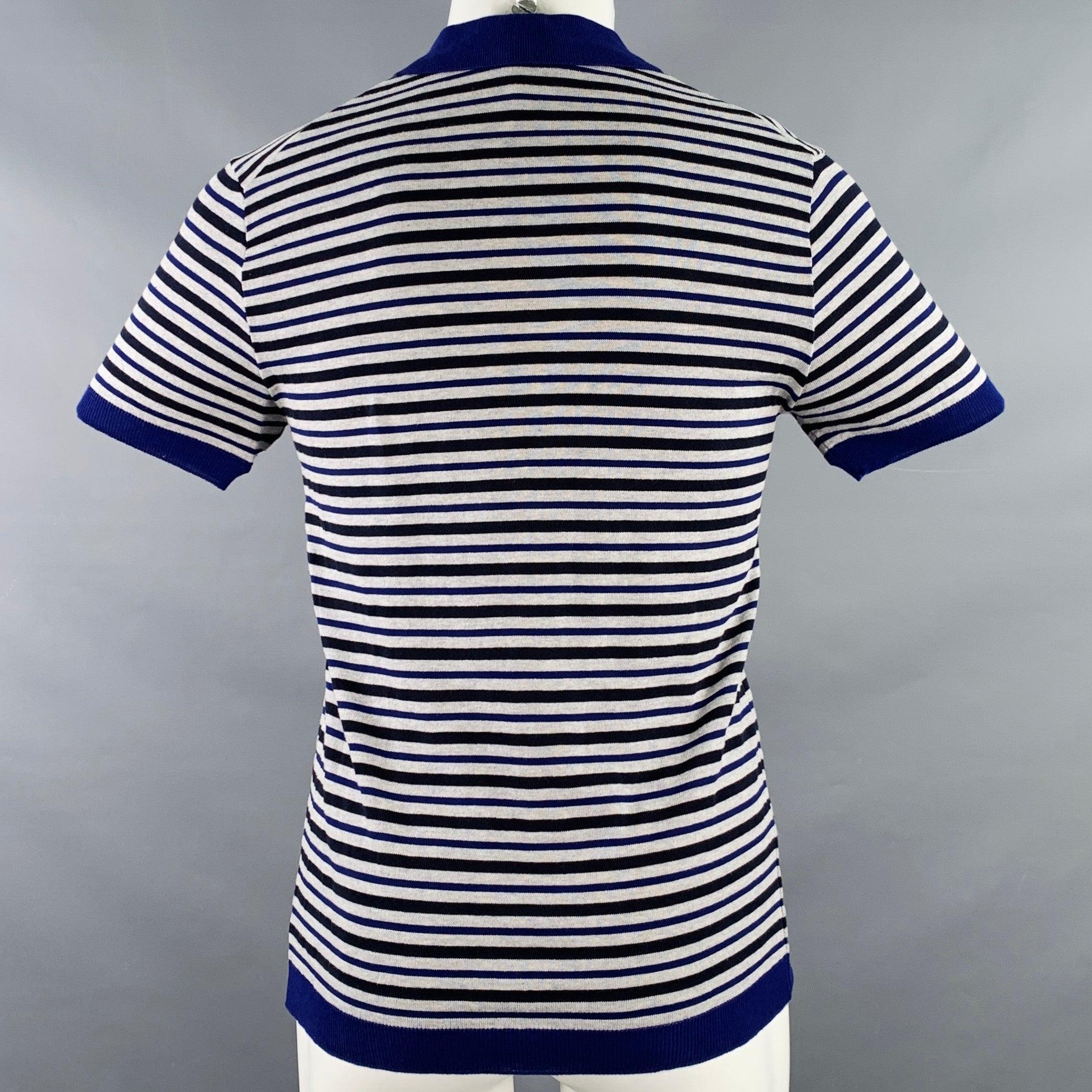JIL SANDER Größe S Grau Lila Schwarz Streifen Kontrastbesatz Polo mit Kontrastbesatz im Zustand „Hervorragend“ im Angebot in San Francisco, CA