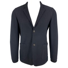JIL SANDER Size S Navy Knitted Wool Notch Lapel Jacket