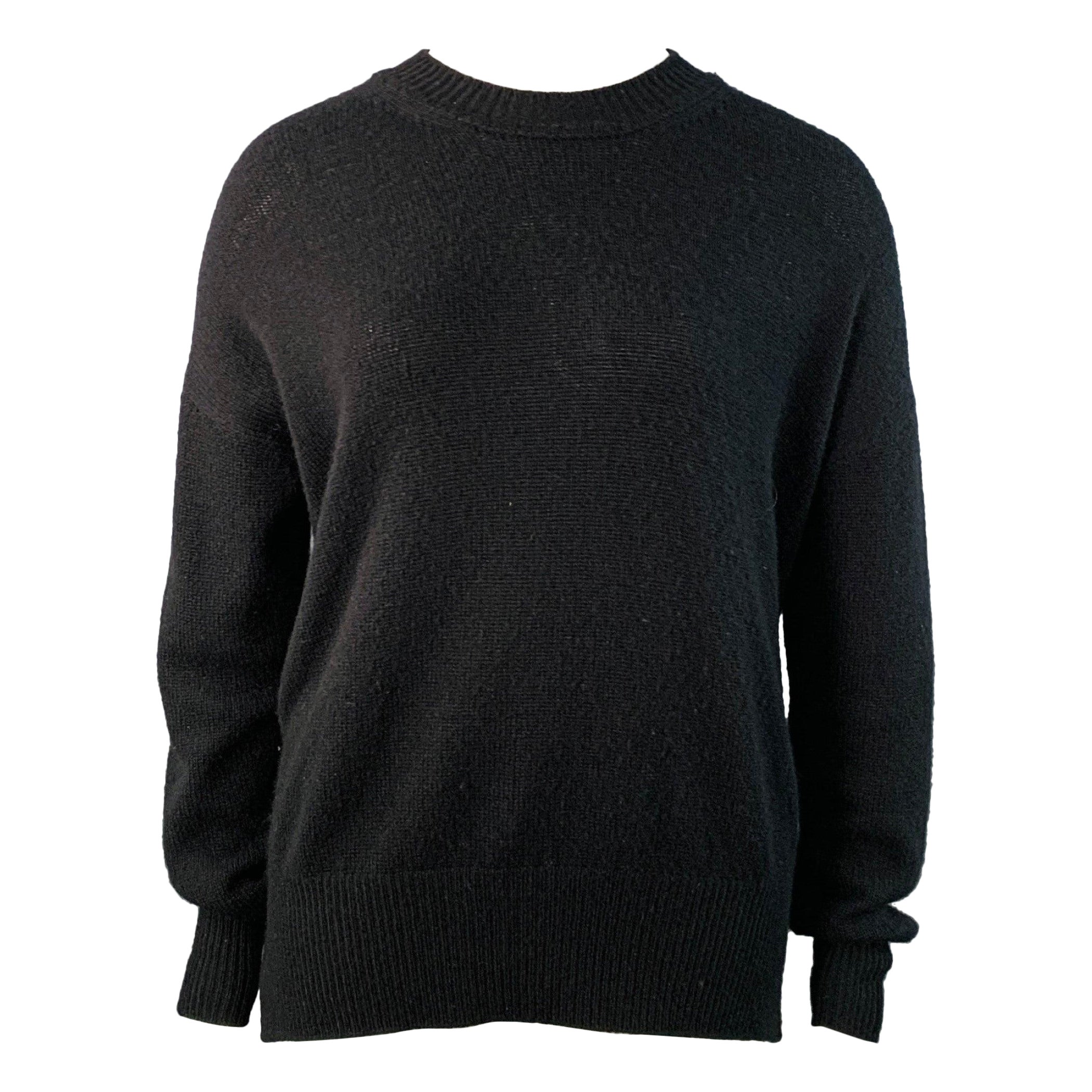 JIL SANDER Maglione girocollo in cashmere nero taglia XL in vendita