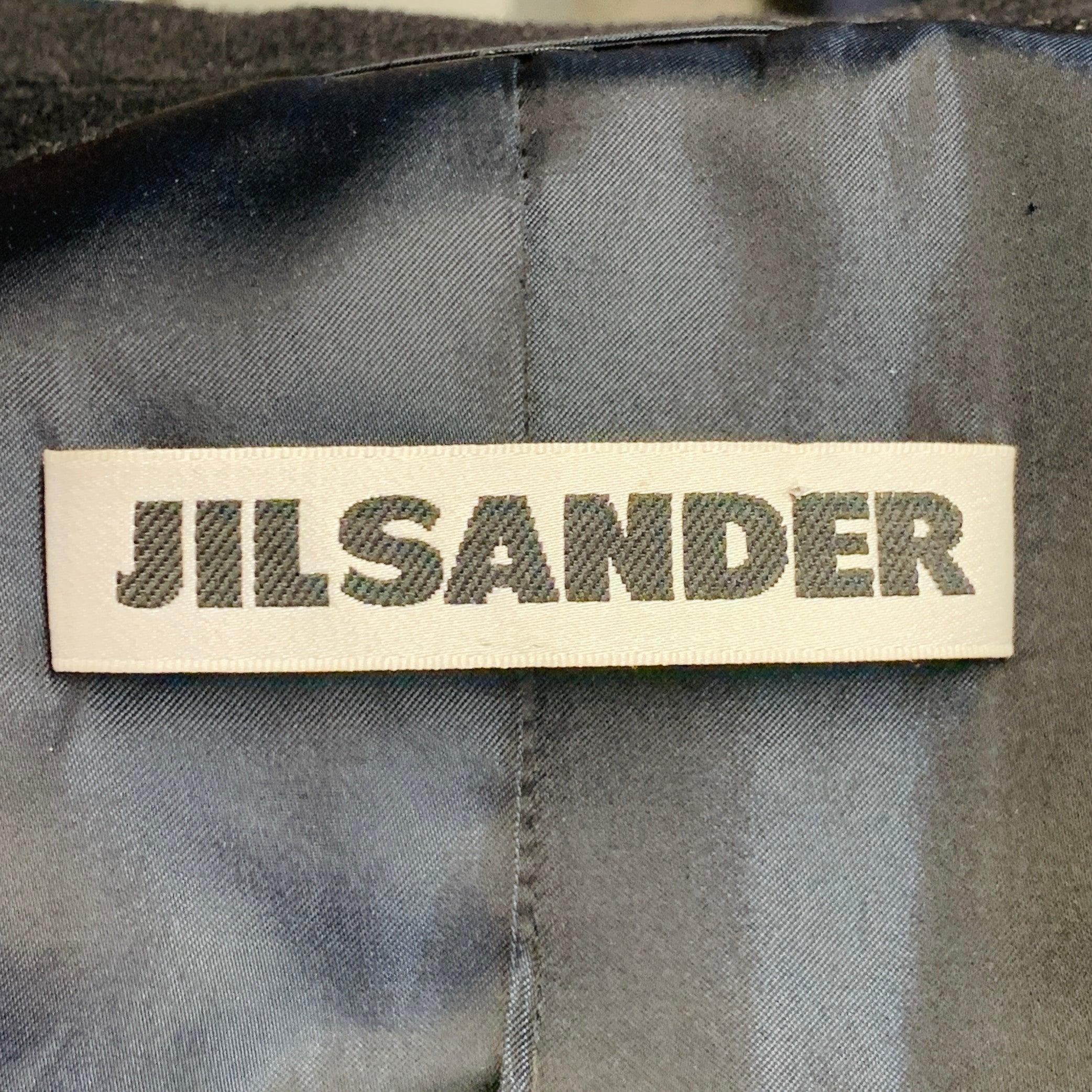 JIL SANDER Taille XL Manteau double boutonnage en laine vierge noire camel Excellent état - En vente à San Francisco, CA