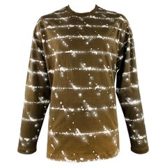 JIL SANDER Taille XL Brown White Abstract Cotton Crew Neck Pullover