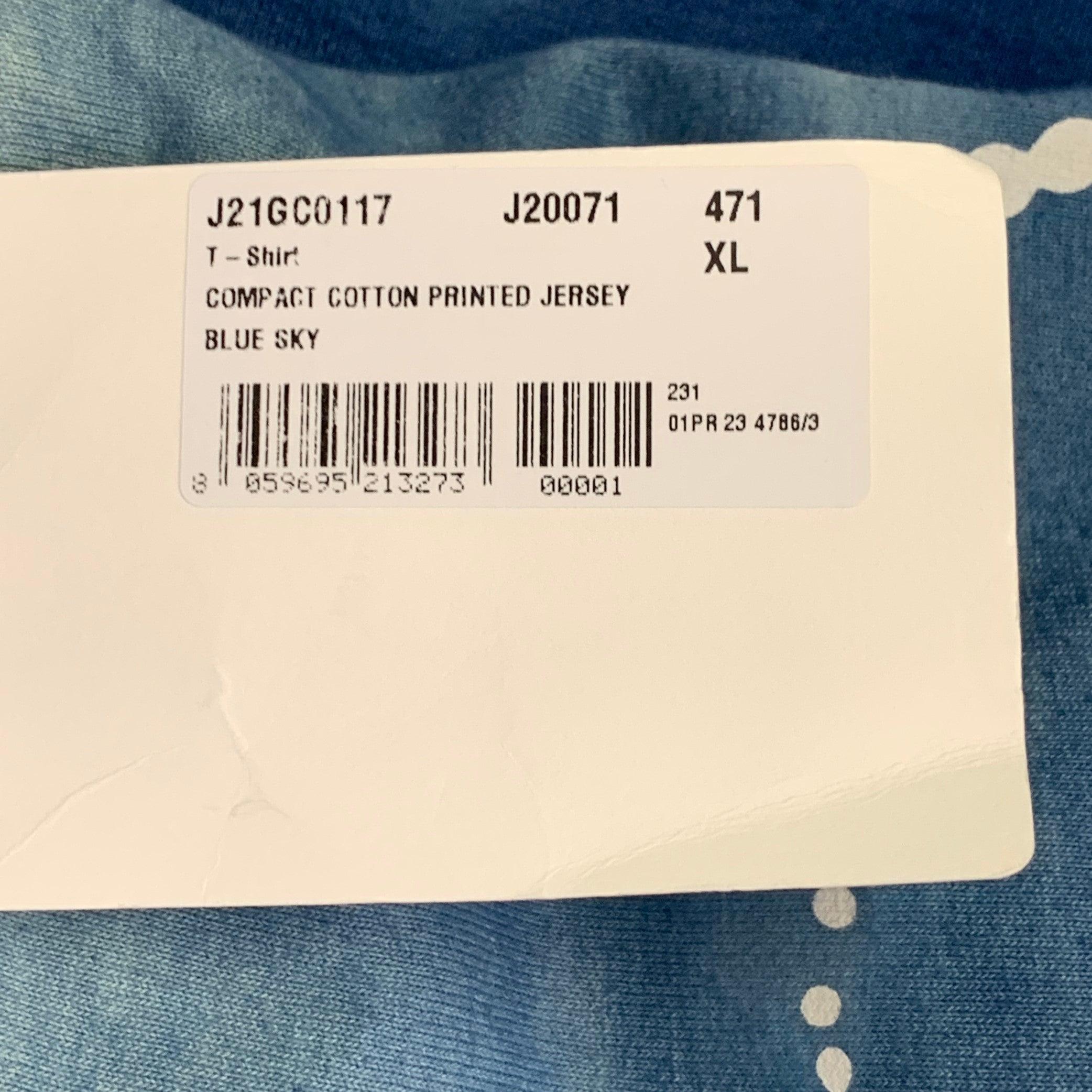 JIL SANDER Size XL City Lights Blue White Abstract Cotton Crew Neck T-shirt For Sale 2