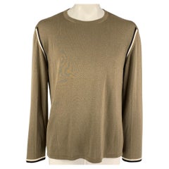 JIL SANDER Größe XL Taupe Schwarz gestreifter Pullover mit Crew-Neck-Besatz