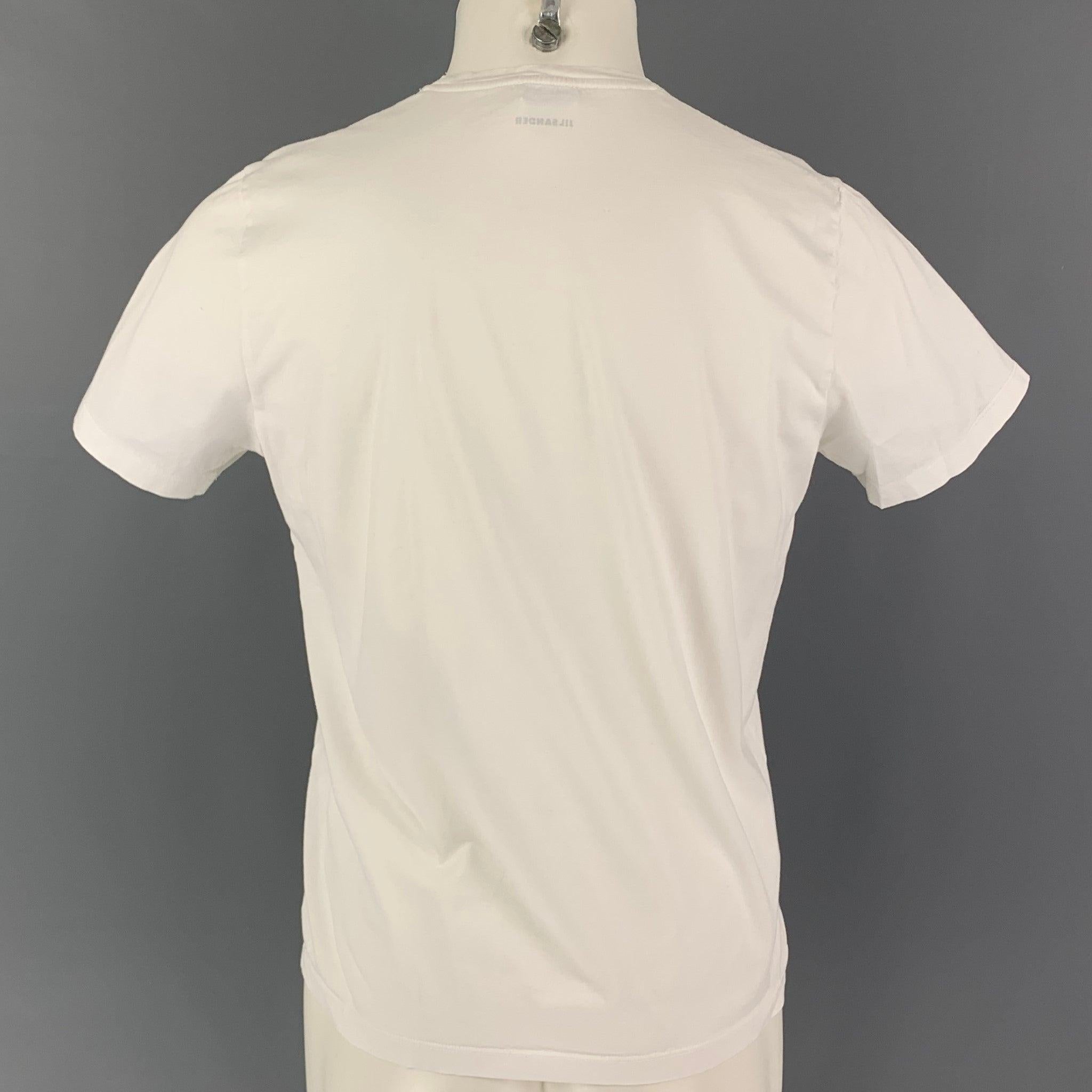 JIL SANDER Size XL White Cotton Crew-Neck T-shirt In Good Condition For Sale In San Francisco, CA