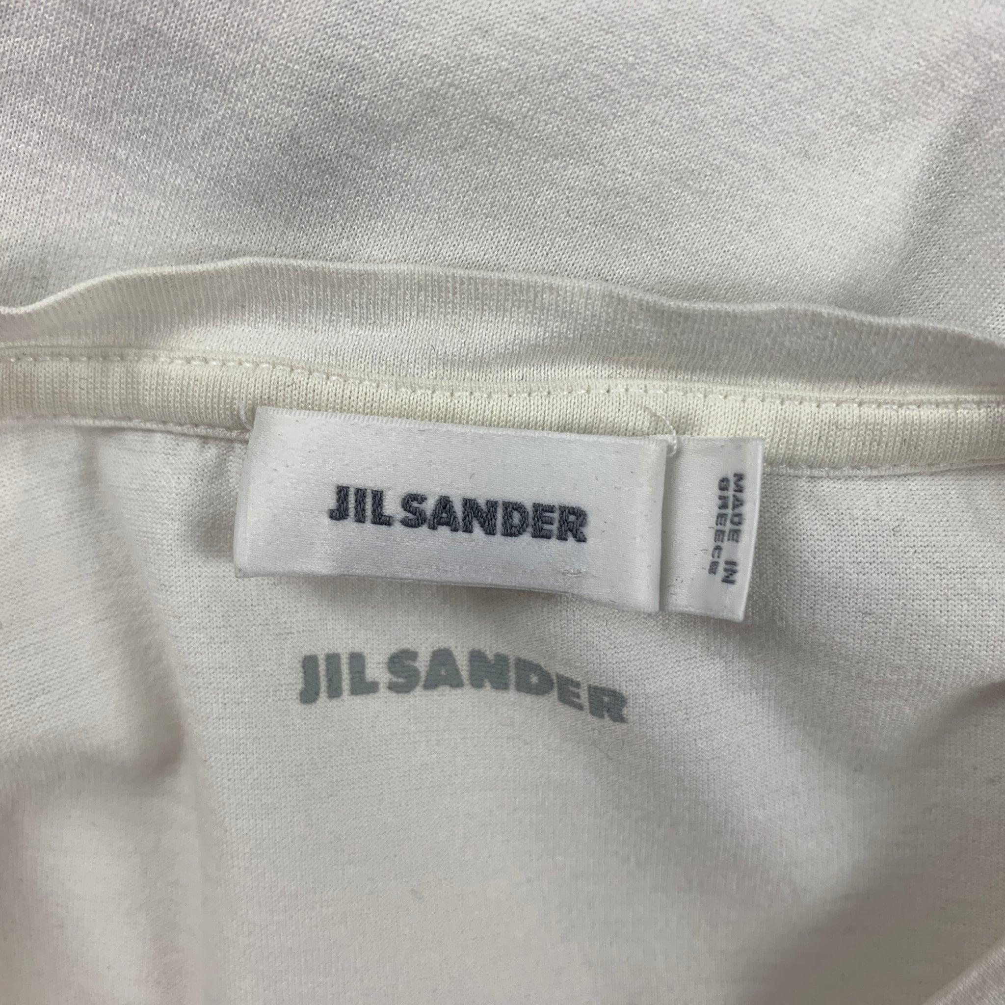JIL SANDER Size XL White Cotton Crew-Neck T-shirt For Sale 1