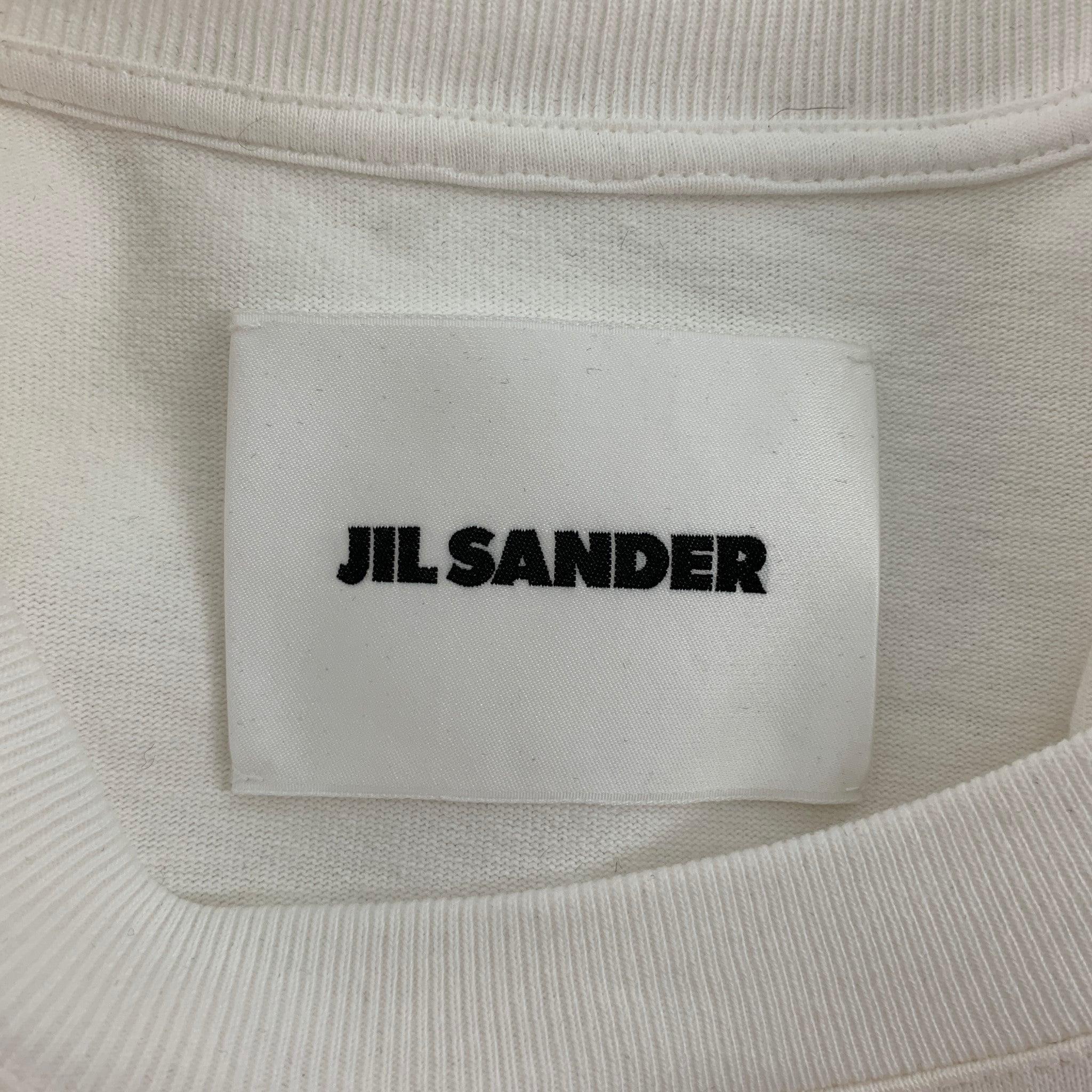 JIL SANDER Size XL White Red Color Block Cotton Short Sleeve T-shirt 1