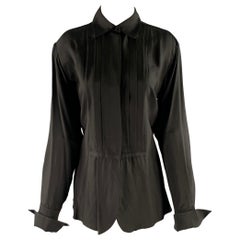 JIL SANDER Größe XS Schwarzes Viskose-Faltenhemd
