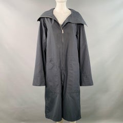 JIL SANDER Size XS Navy Polyester Hooded Zip Up Coat