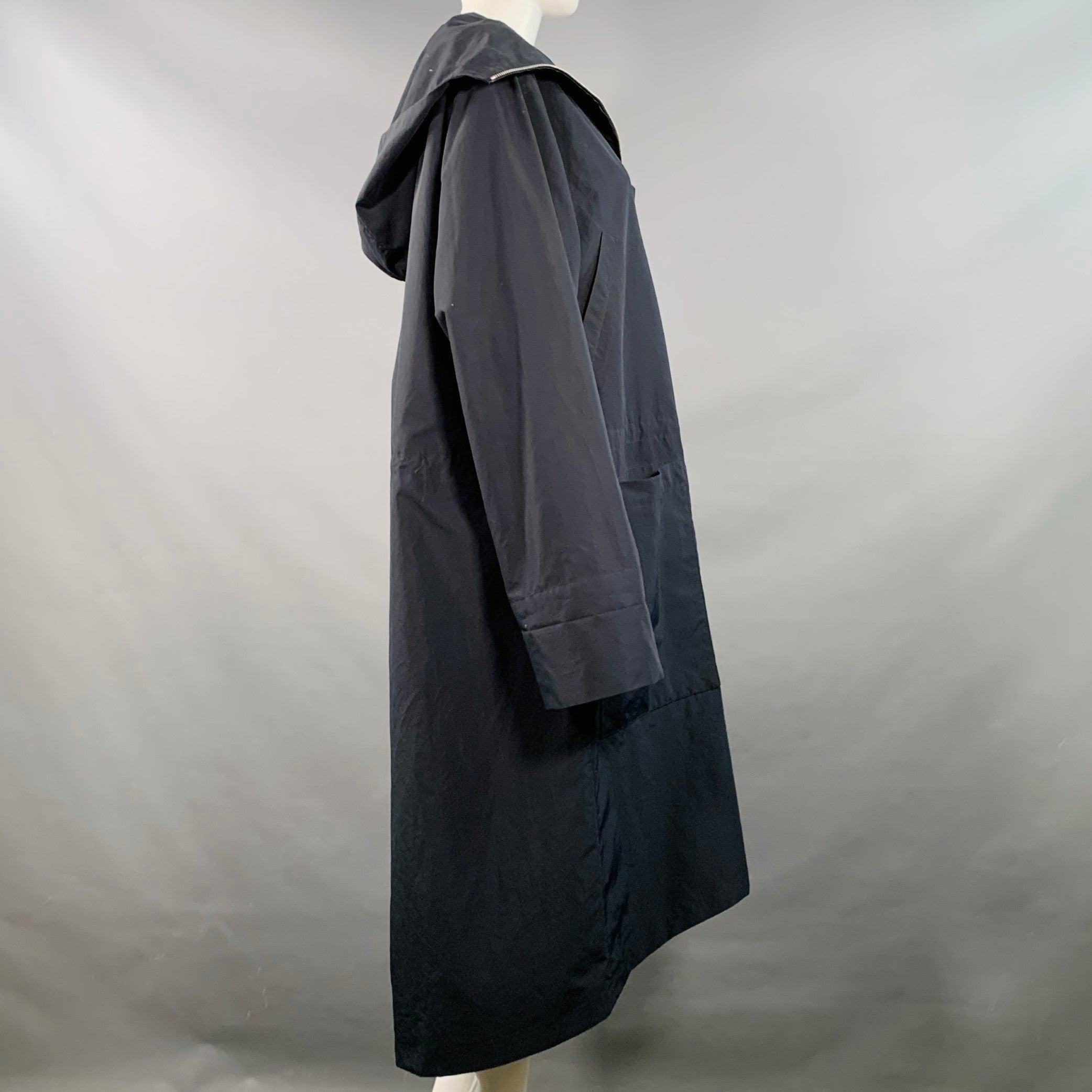 Noir JIL SANDER Taille XS Manteau zippé à capuche en polyester marine en vente