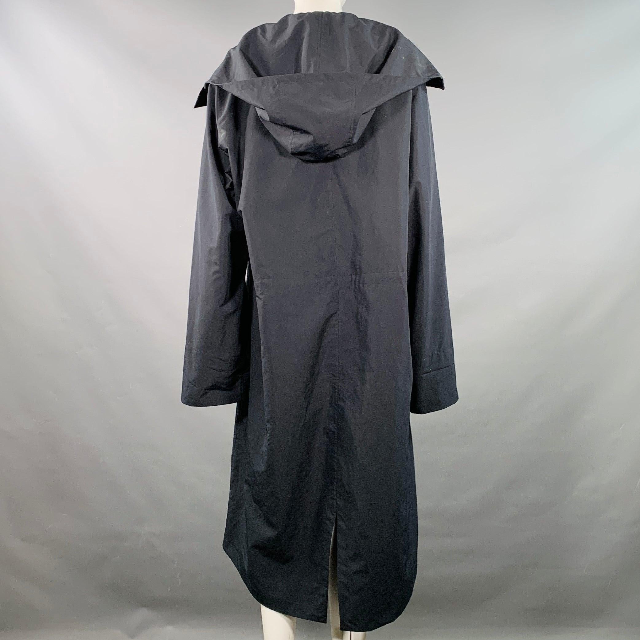 JIL SANDER Taille XS Manteau zippé à capuche en polyester marine Bon état - En vente à San Francisco, CA