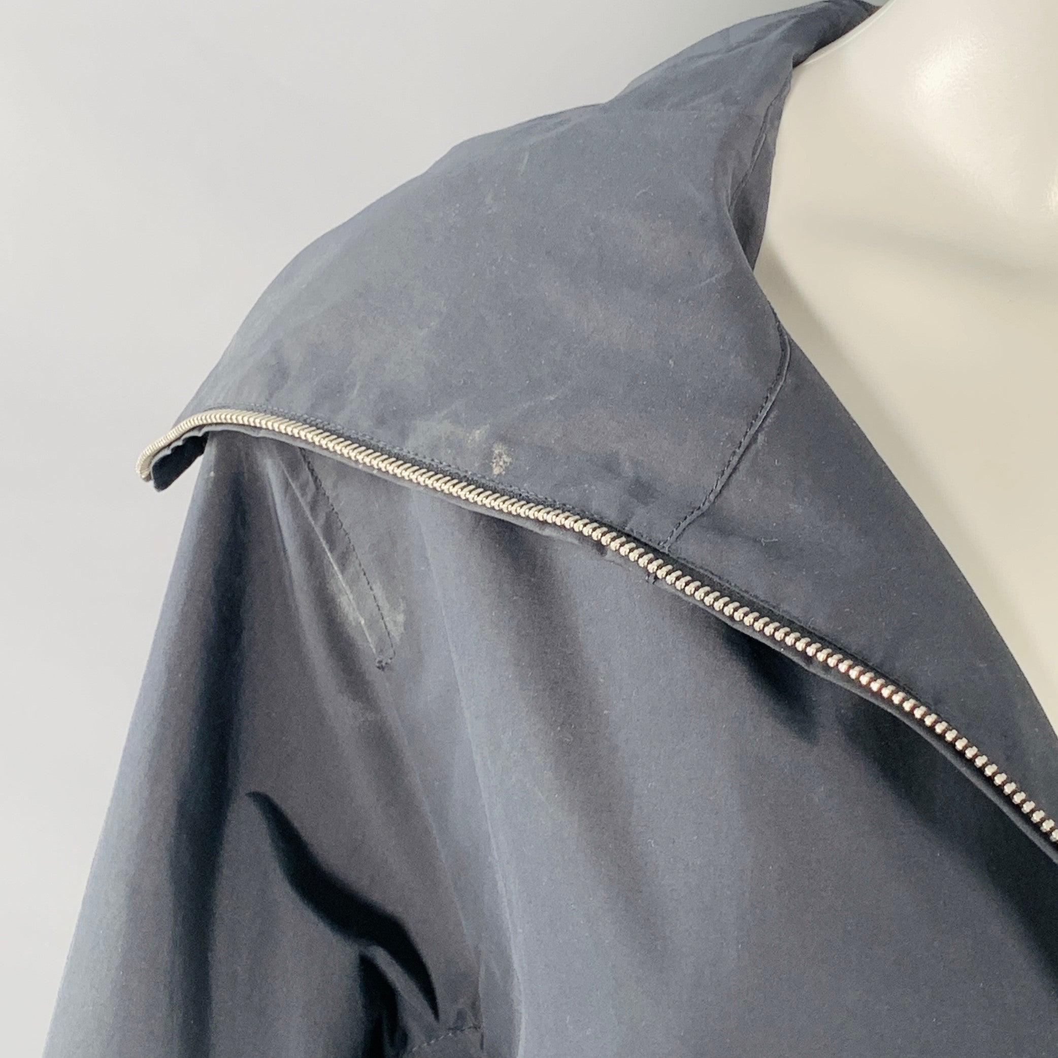 JIL SANDER Taille XS Manteau zippé à capuche en polyester marine en vente 3