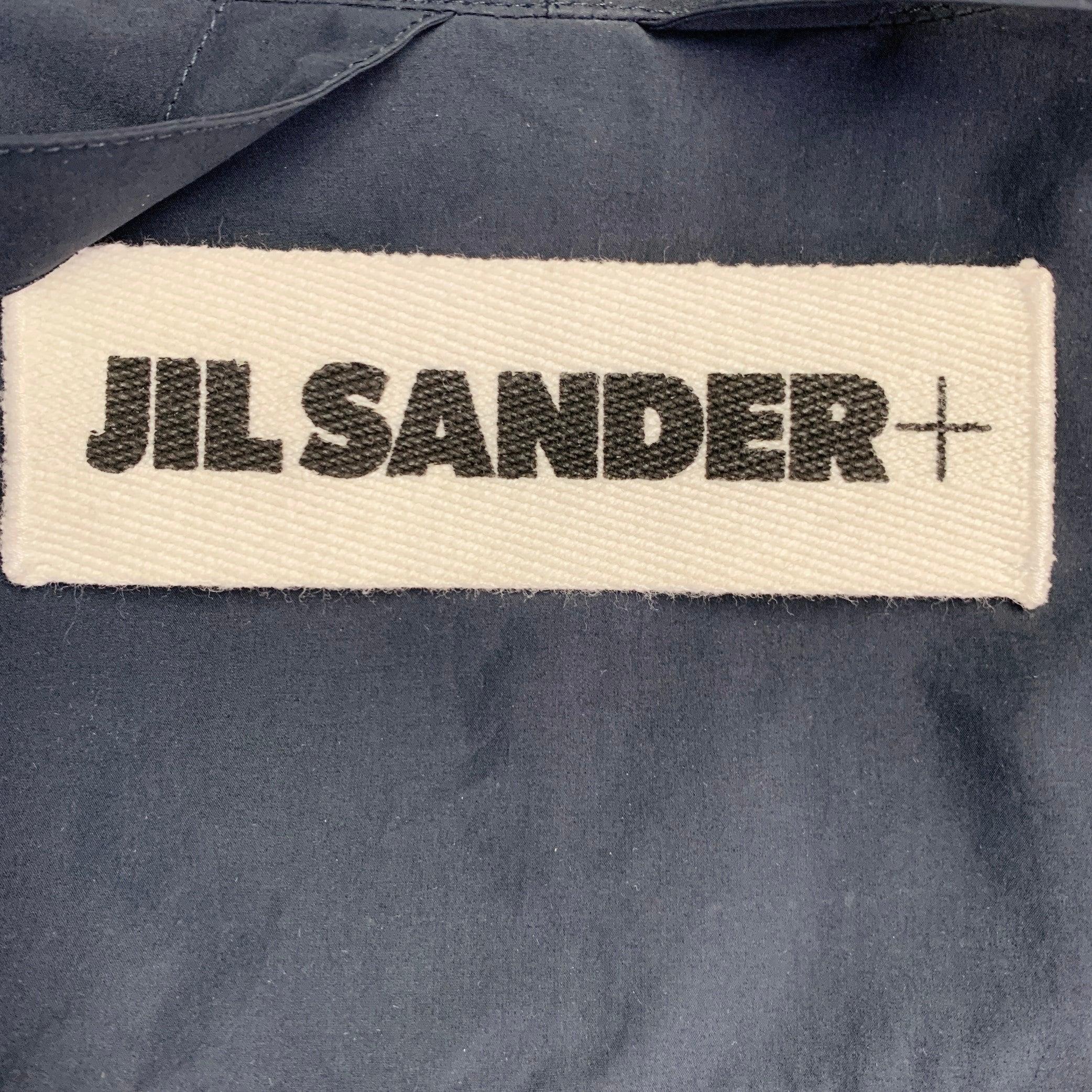 JIL SANDER Taille XS Manteau zippé à capuche en polyester marine en vente 4