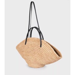 Jil Sander Sombrero Tote Bag Natural Straw Leather Oversized Design