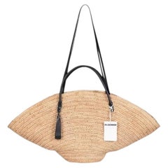 Jil Sander Sombrero Tote Bag Natural Straw Leather Oversized Design
