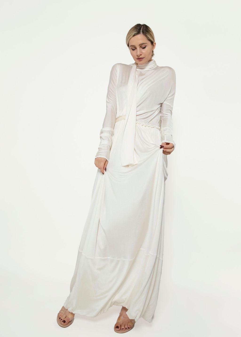 Jil Sander Frühjahr 2020 Weißes Seidenkleid aus Seide im Zustand „Hervorragend“ im Angebot in Los Angeles, CA