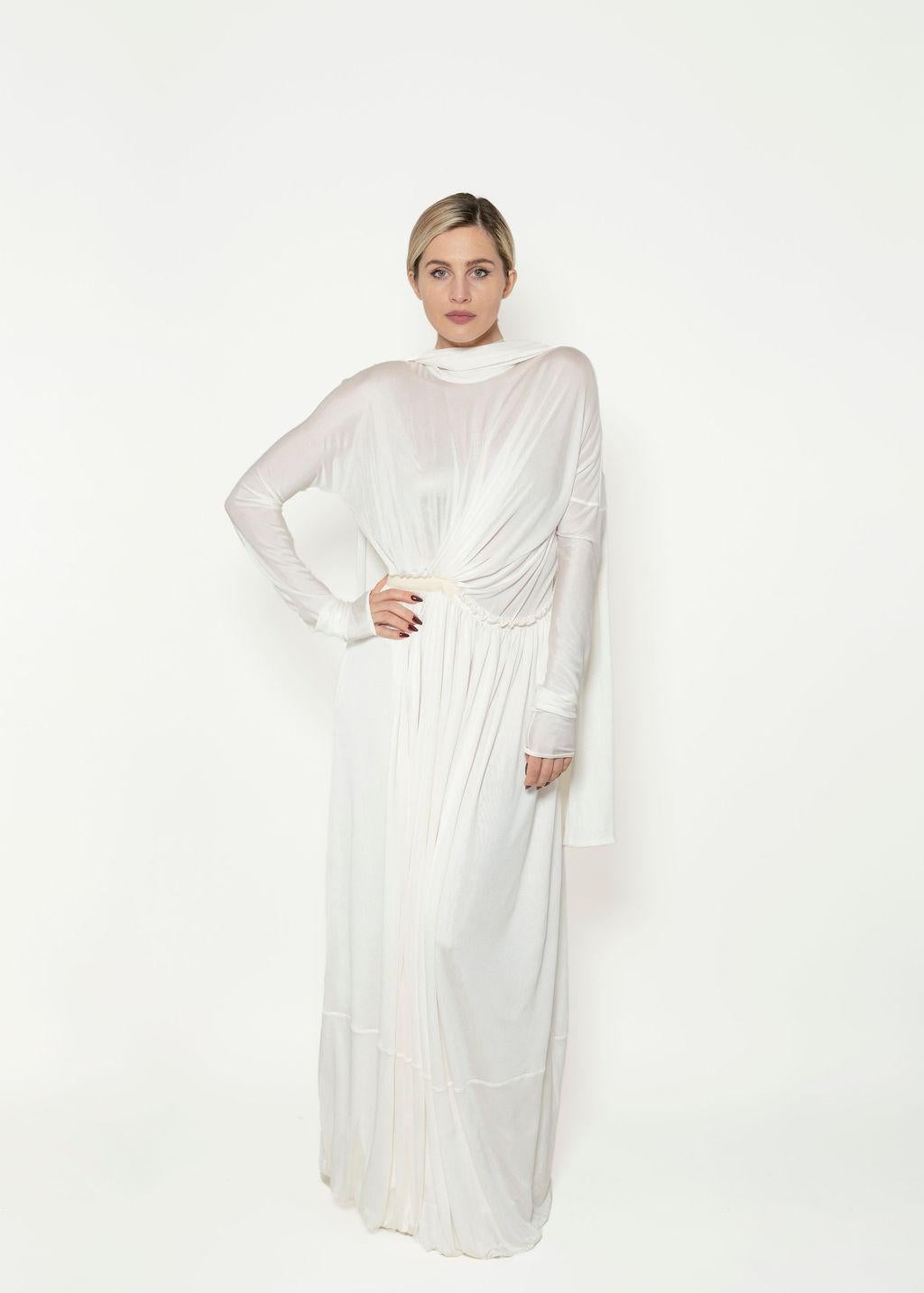 Women's Jil Sander Spring 2020 Silk White Gown For Sale