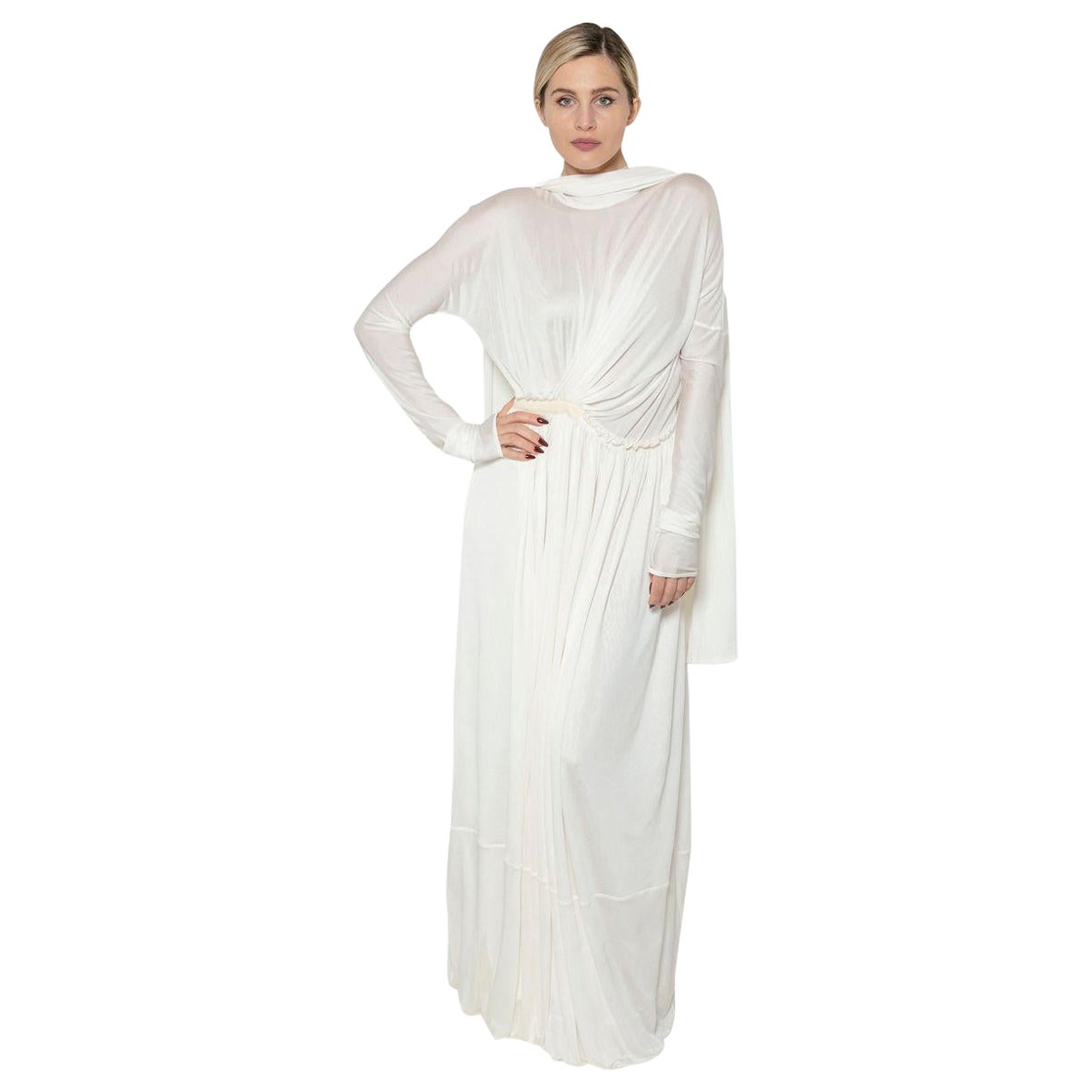 Jil Sander Frühjahr 2020 Weißes Seidenkleid aus Seide im Angebot
