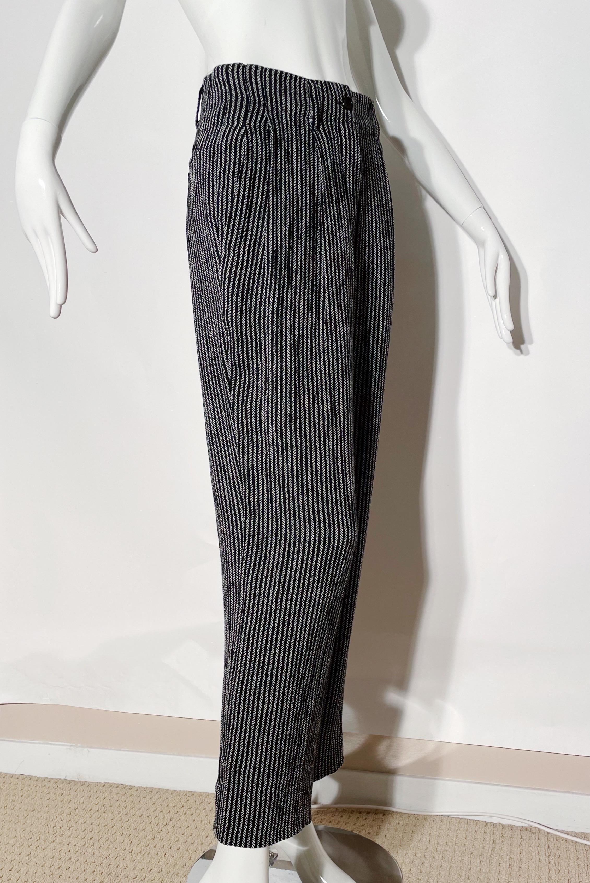 Black Jil Sander Stripe Trousers For Sale