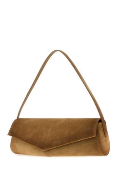 Jil Sander Suede Envelope Shoulder Bag — Brown