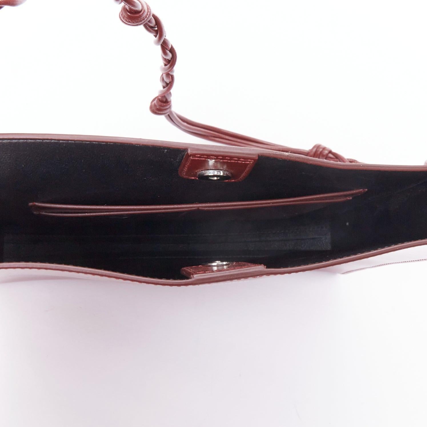 JIL SANDER Tangle burgundy knotted leather strap medium crossbody bag 5
