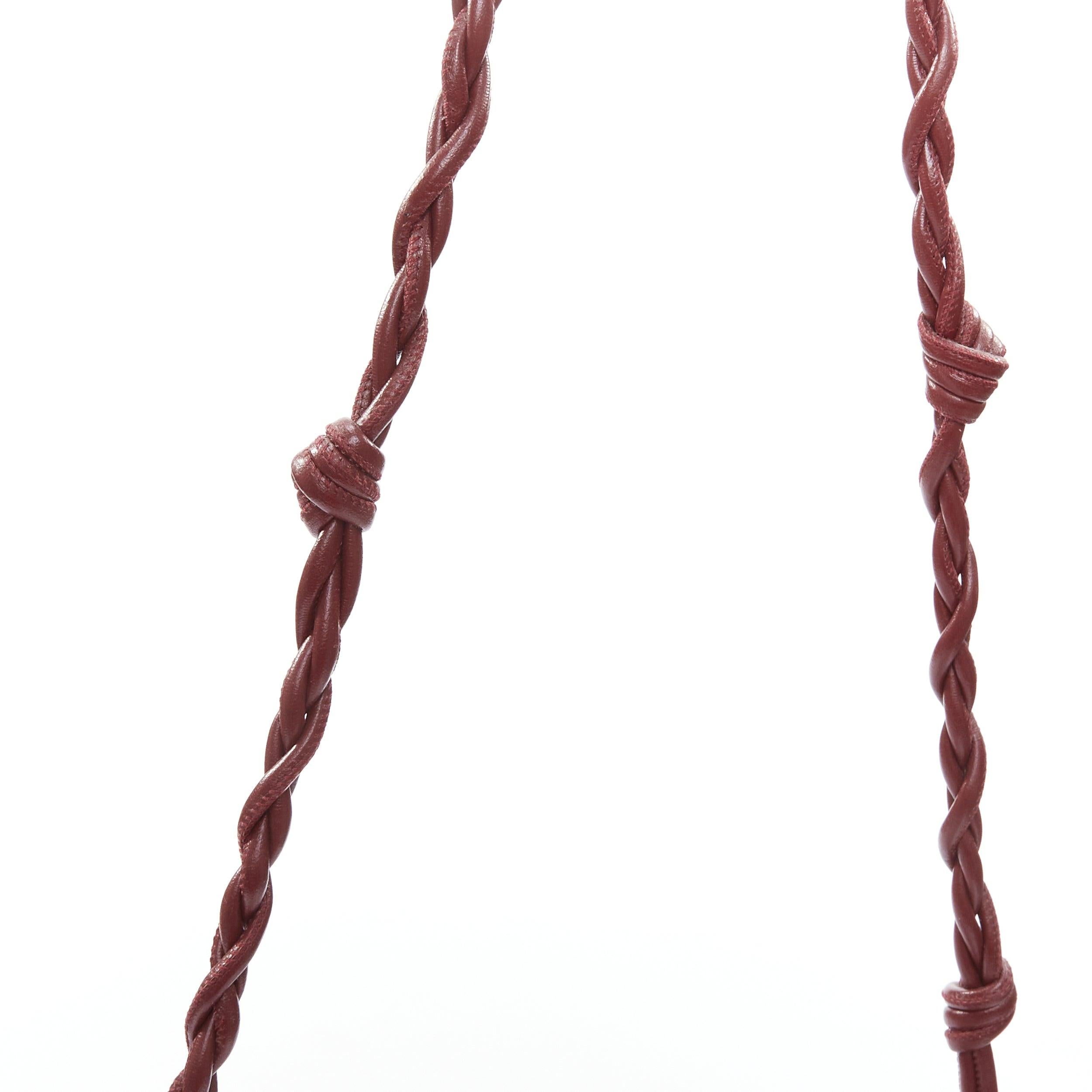 JIL SANDER Tangle burgundy knotted leather strap medium crossbody bag 4